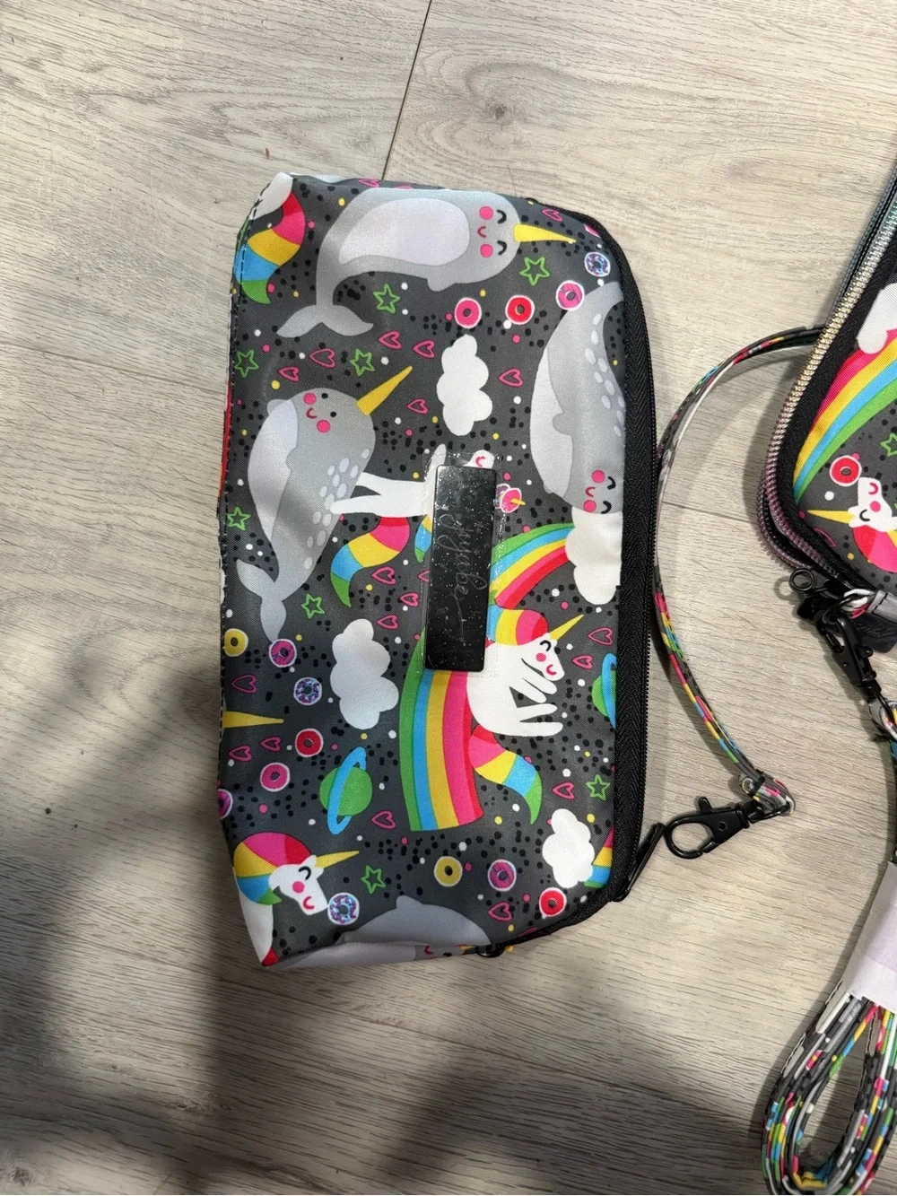 Ju-Ju-Be Kids Narwhal Rainbow Pouch Set in Gray with Multicolor Accents